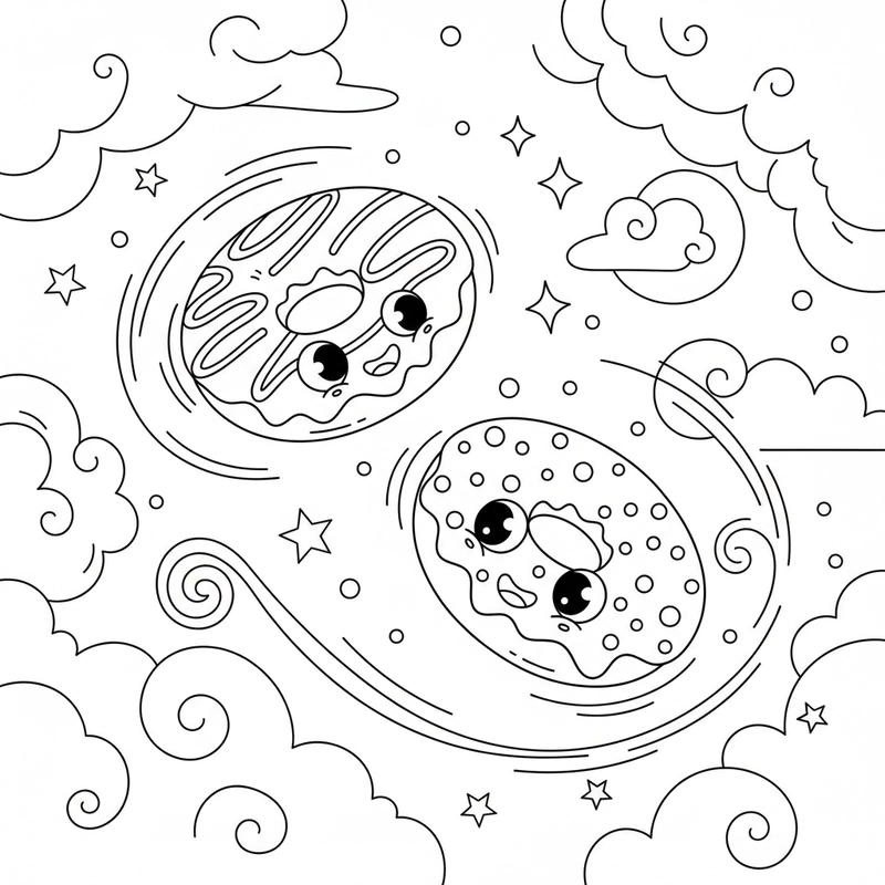 Tô màu bánh Donut rực rỡ