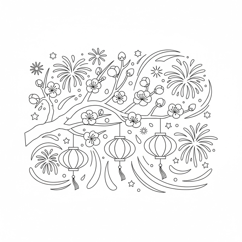 Tô màu bông hoa mai vàng xinh xắn