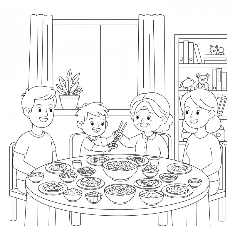 Tô màu bữa ăn gia đình giản dị mà ý nghĩa