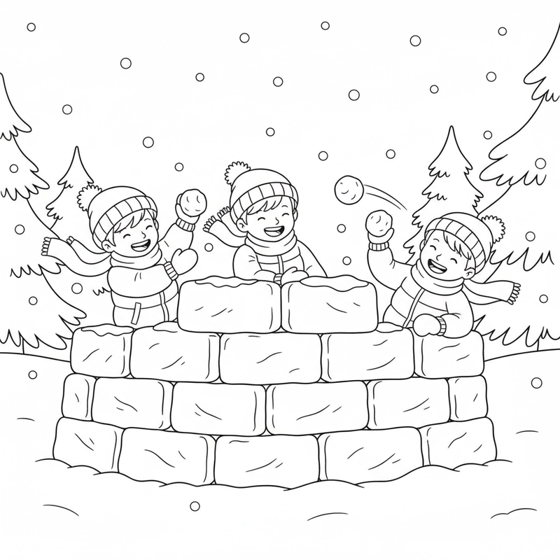 Tô màu bức tranh mùa đông vui nhộn