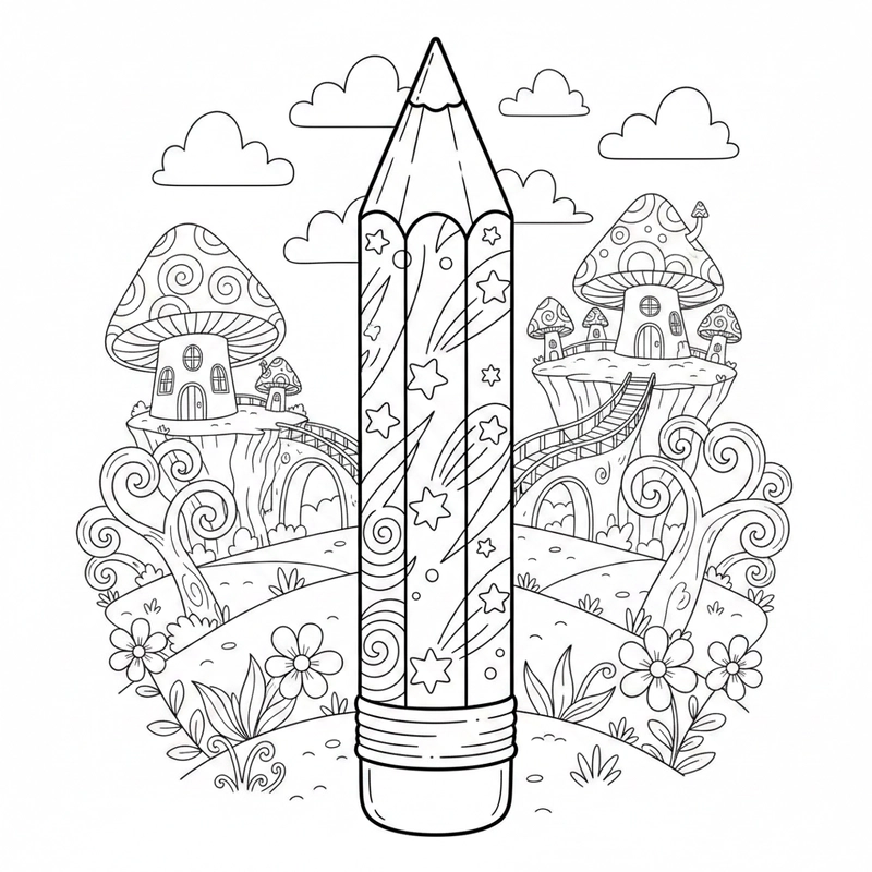 Tô màu cái bút chì luyện nét vẽ