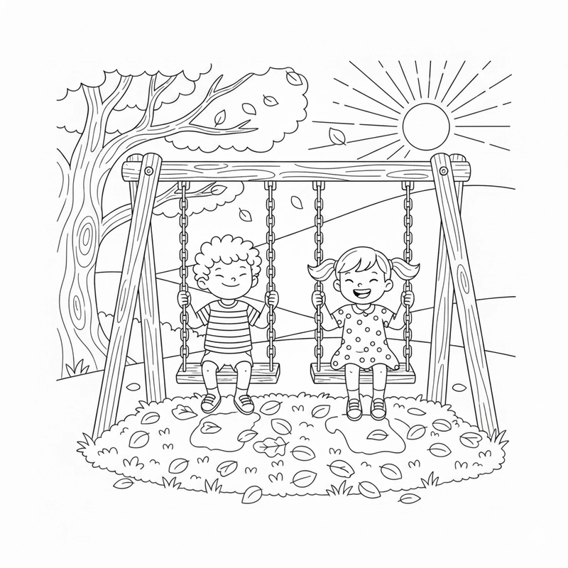 Tô màu cầu trượt xích đu hấp dẫn trẻ nhỏ