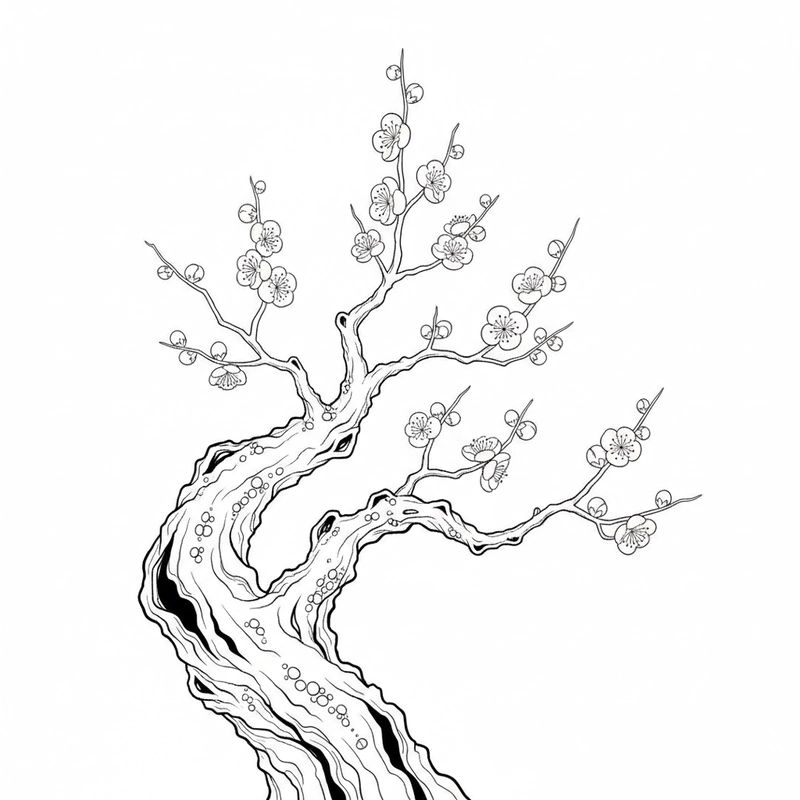 Tô màu cây hoa mai ngày xuân cho bé