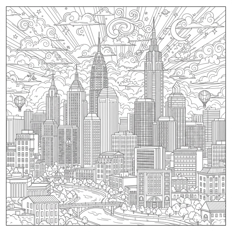 Tô màu cây xanh trong thành phố