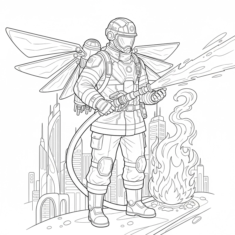 Tô màu chú lính cứu hỏa dũng cảm