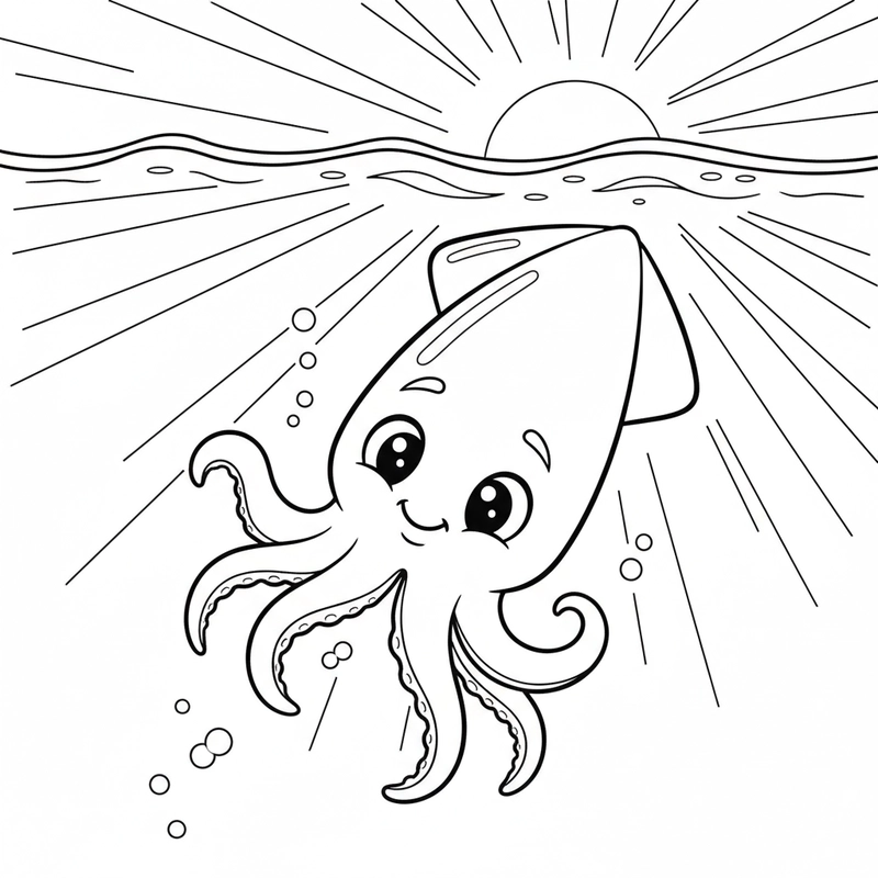 Tô màu con mực đơn giản mà thú vị