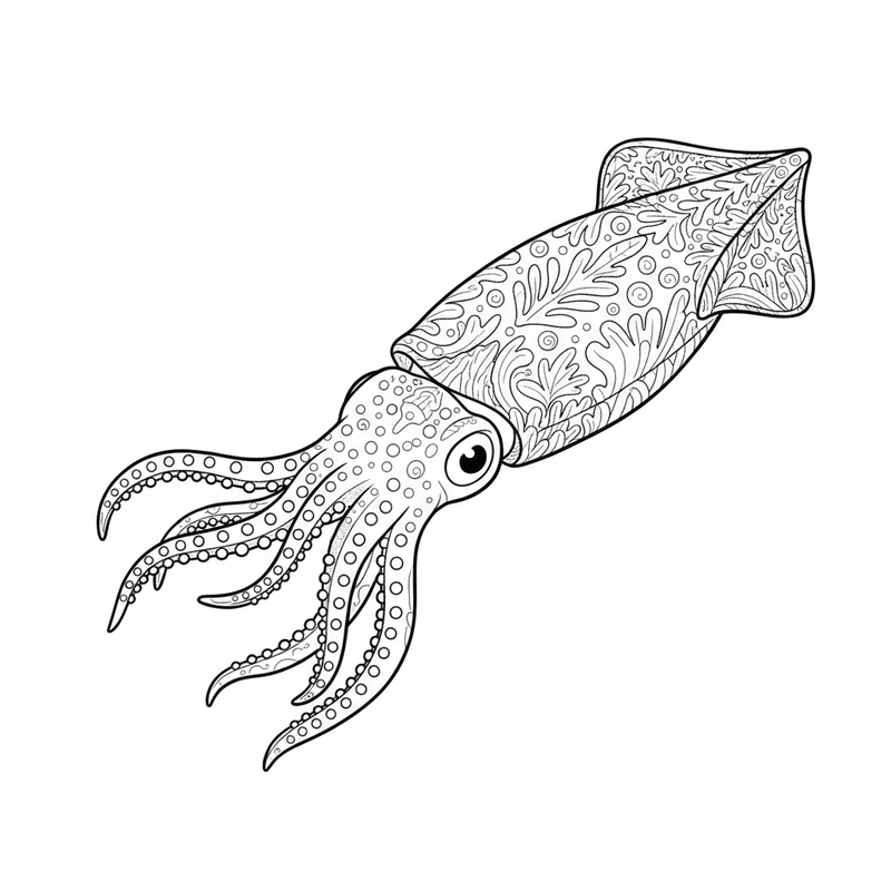 Tô màu con mực ngộ nghĩnh cho trẻ sáng tạo