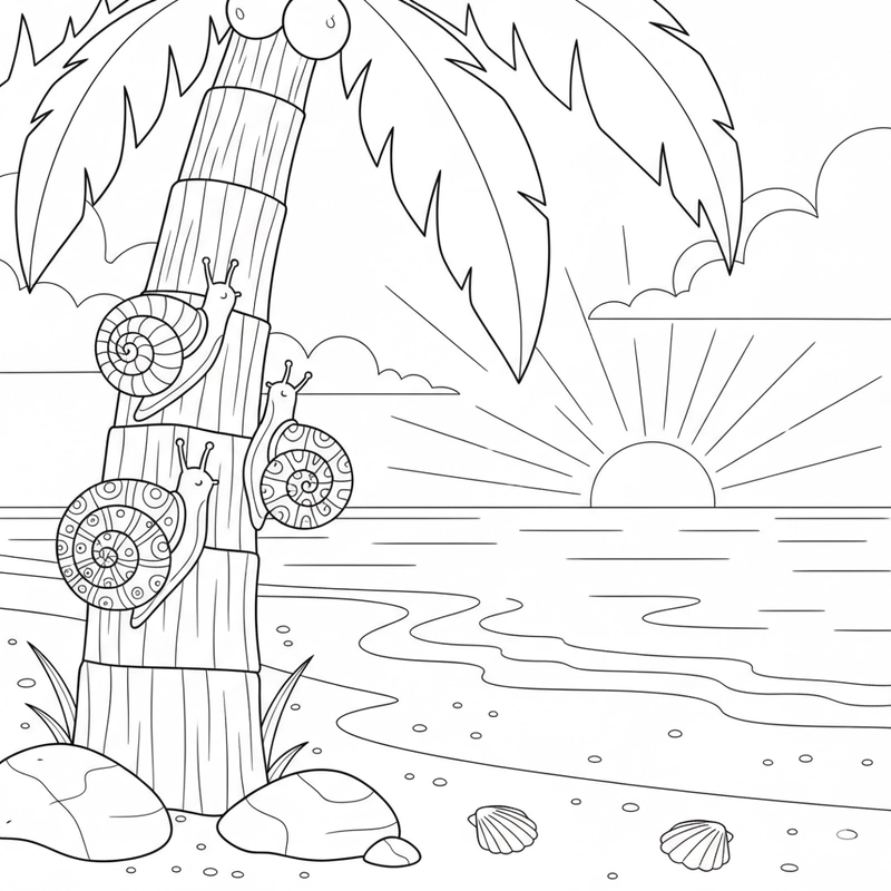 Tô màu con ốc biển cho bé