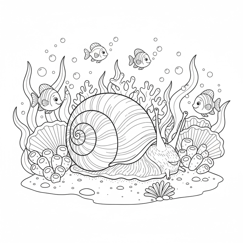 Tô màu con ốc biển đáng yêu