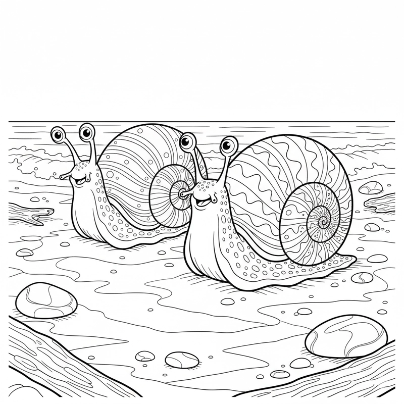 Tô màu con ốc sên cute