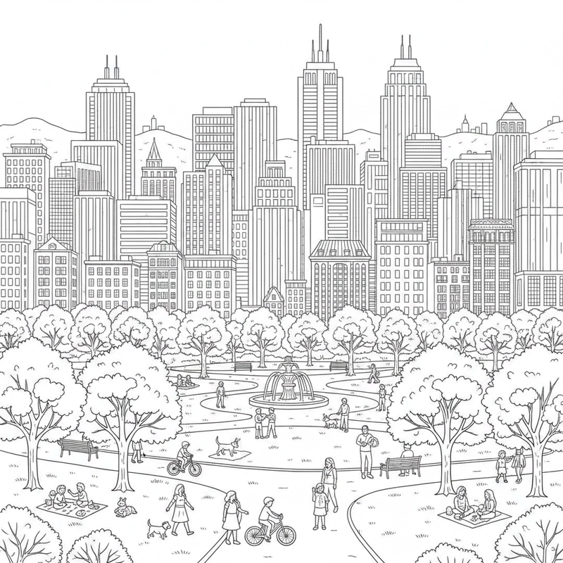 Tô màu công viên trong thành phố