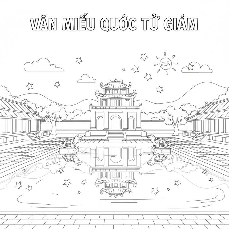 Tô màu di tích Văn Miếu Quốc Tử Giám