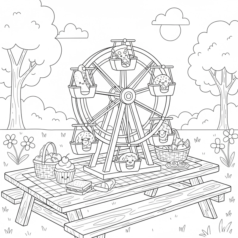 Tô màu đu quay cho bé sáng tạo