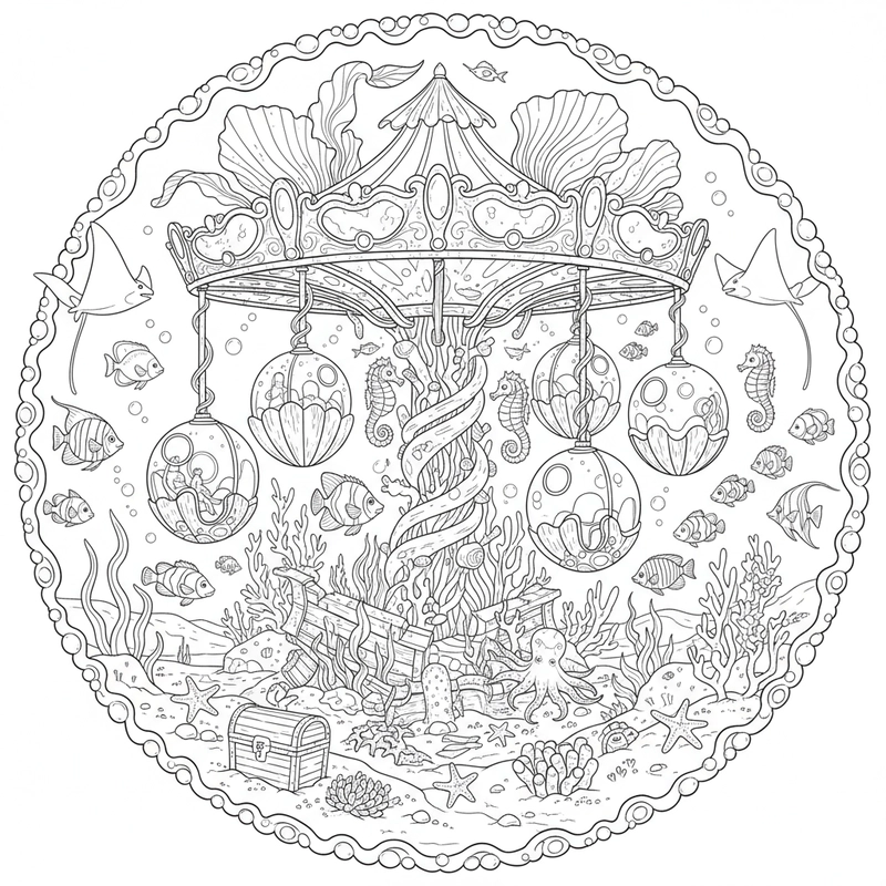 Tô màu đu quay cho bé tập vẽ