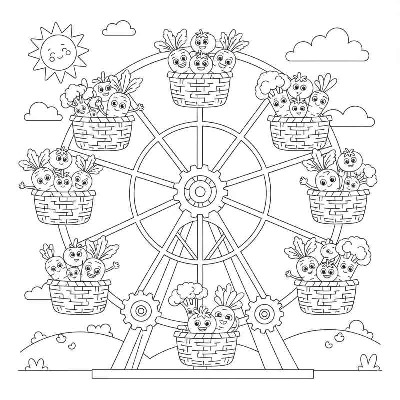 Tô màu đu quay đẹp cho bé