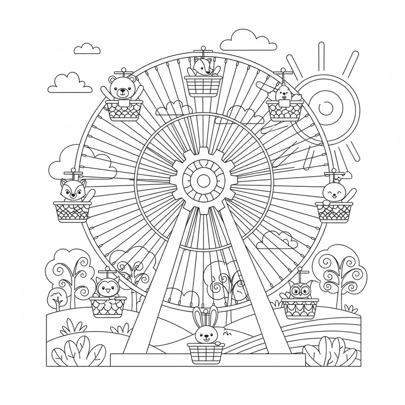 Tô màu đu quay sáng tạo cho bé