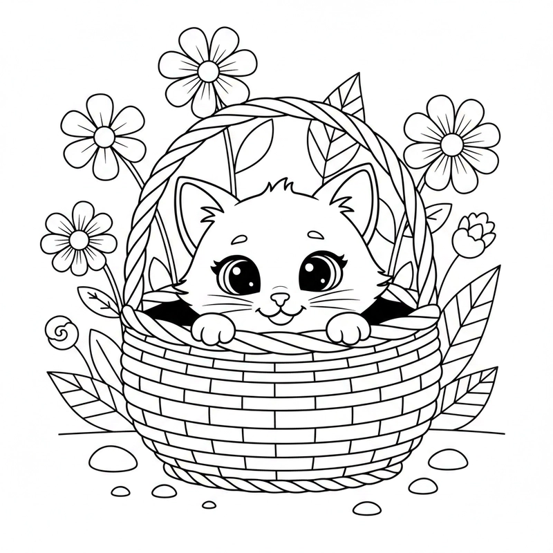 Tô màu hình cái giỏ dễ nhận biết