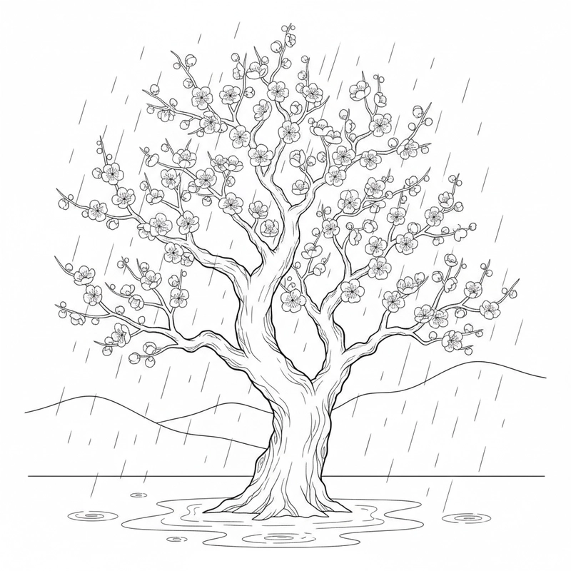 Tô màu hoa mai truyền thống Việt Nam