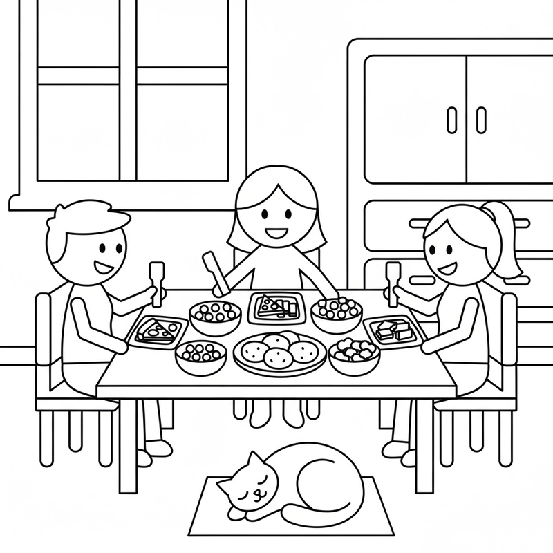 Tô màu khung cảnh bữa cơm gia đình Việt