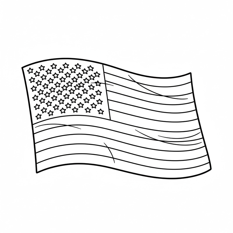 Tô màu lá cờ Mỹ đơn giản