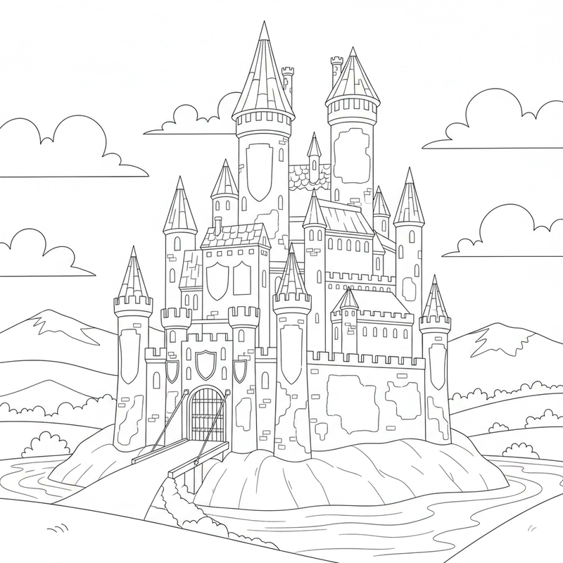 Tô màu lâu đài cho bé khám phá màu sắc