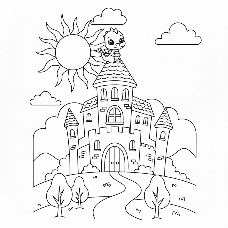 Tô màu lâu đài nhẹ nhàng đơn giản