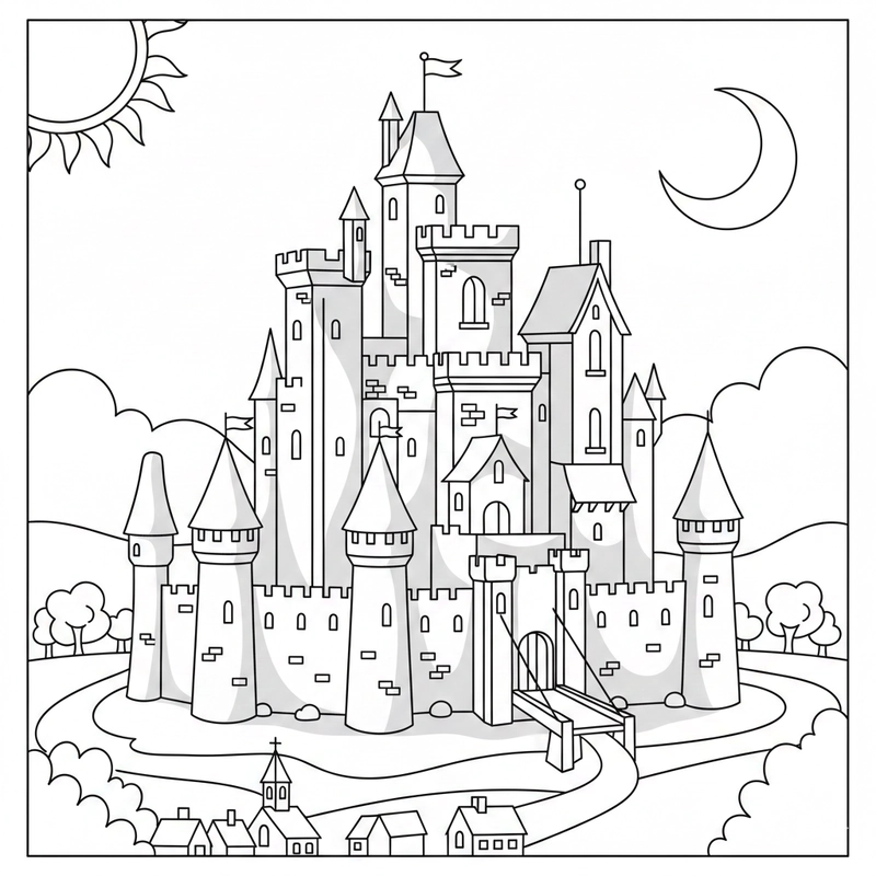 Tô màu lâu đài sáng tạo cho bé