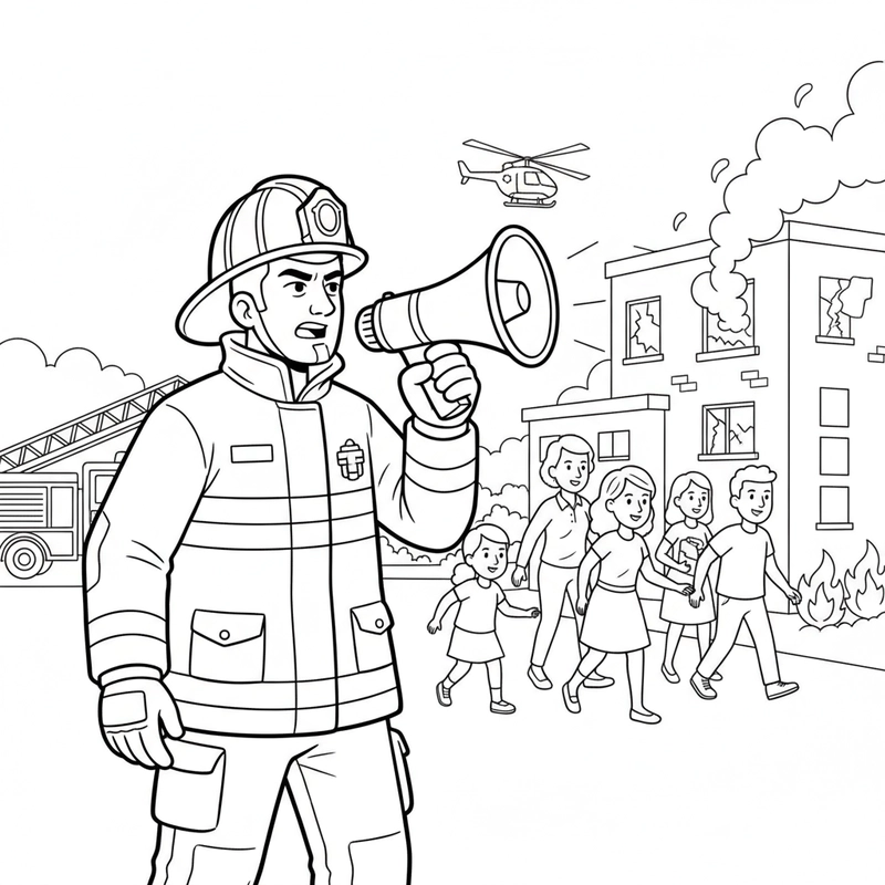 Tô màu lính cứu hỏa cứu người