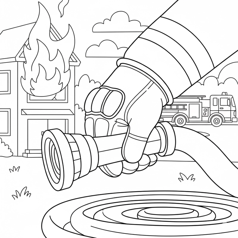 Tô màu lính cứu hỏa và ngọn lửa
