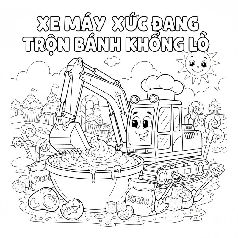 Tô màu máy xúc cho trẻ em