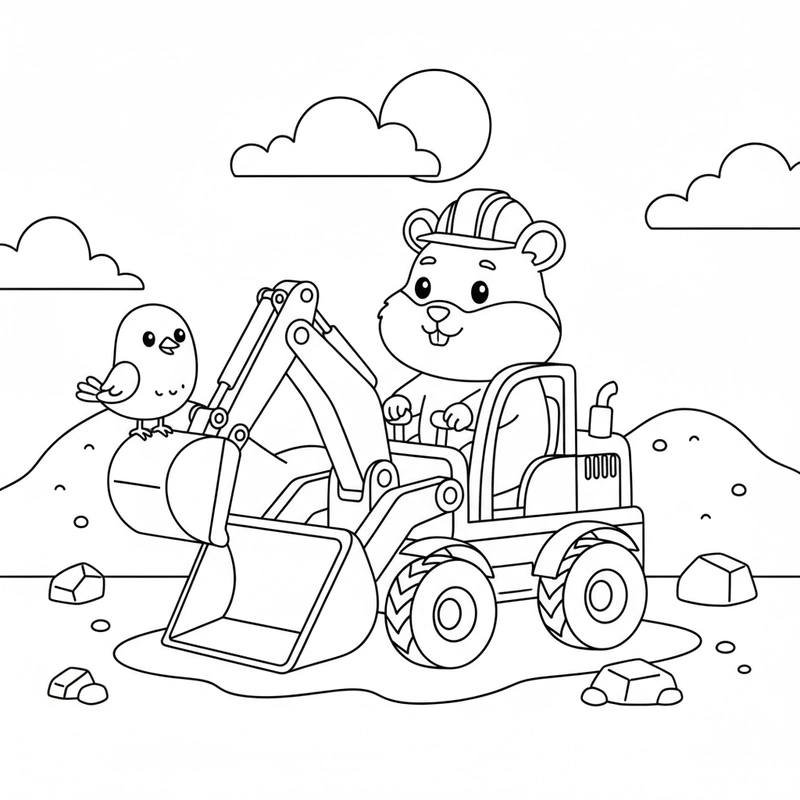 Tô màu máy xúc mini