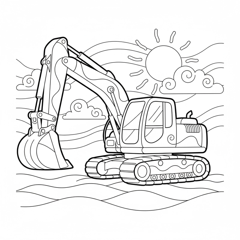 Tô màu máy xúc xây dựng