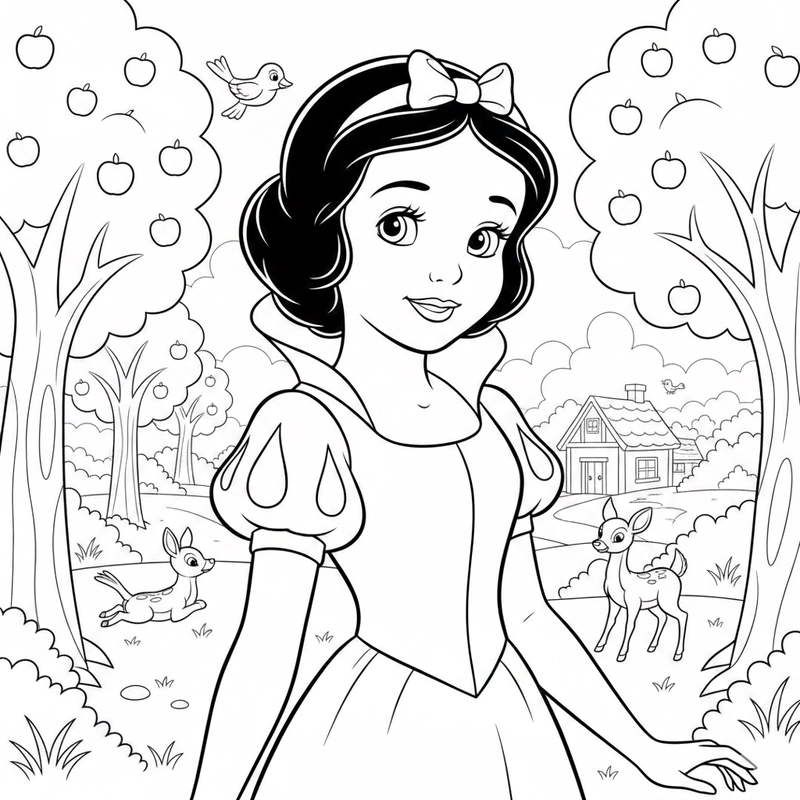 Tô màu nàng Bạch Tuyết dễ thương