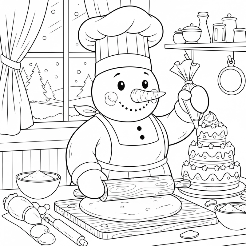 Tô màu người tuyết cute