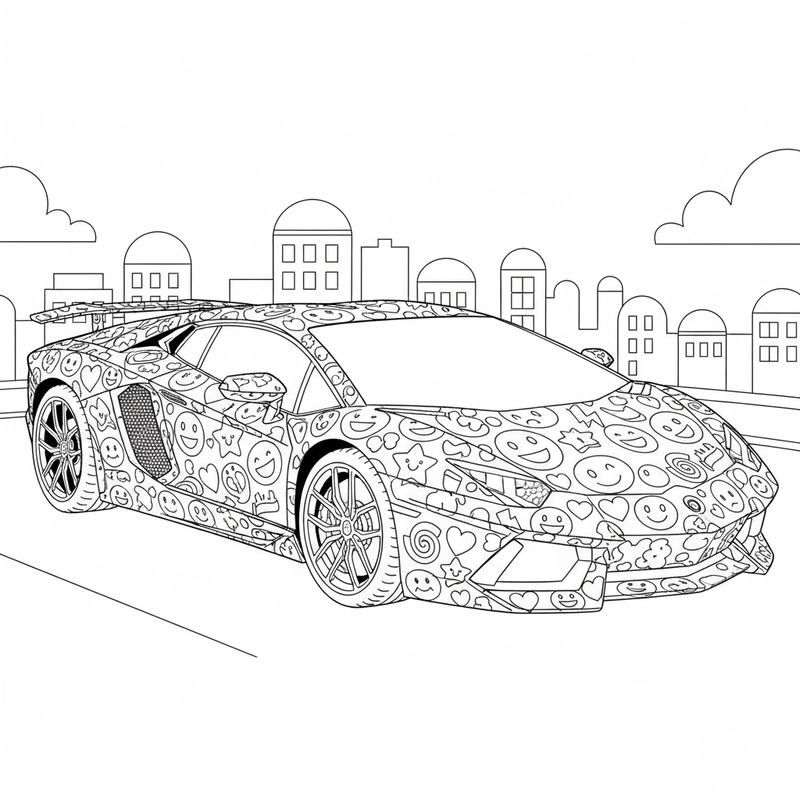 Tô màu ô tô Lamborghini dễ in