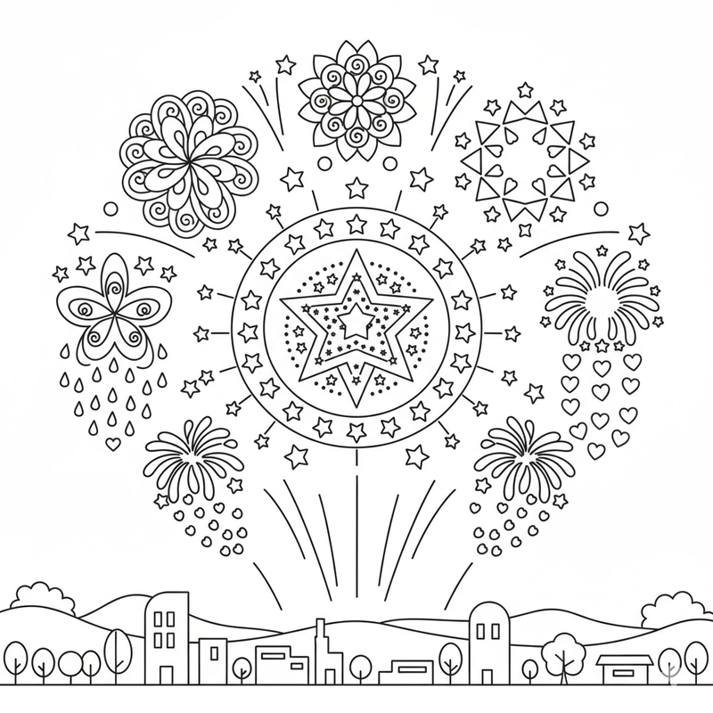 Tô màu pháo hoa mang không khí lễ hội