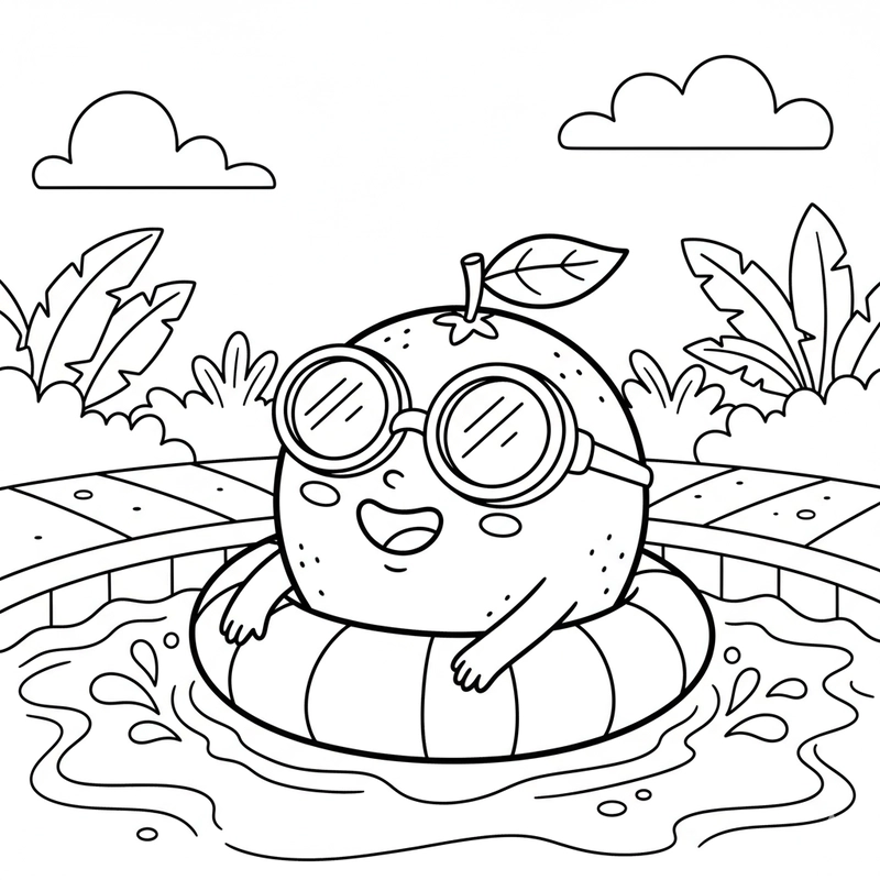 Tô màu quả cam đáng yêu cho trẻ