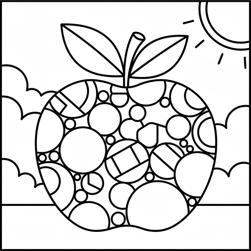 Tô màu quả táo nét đậm