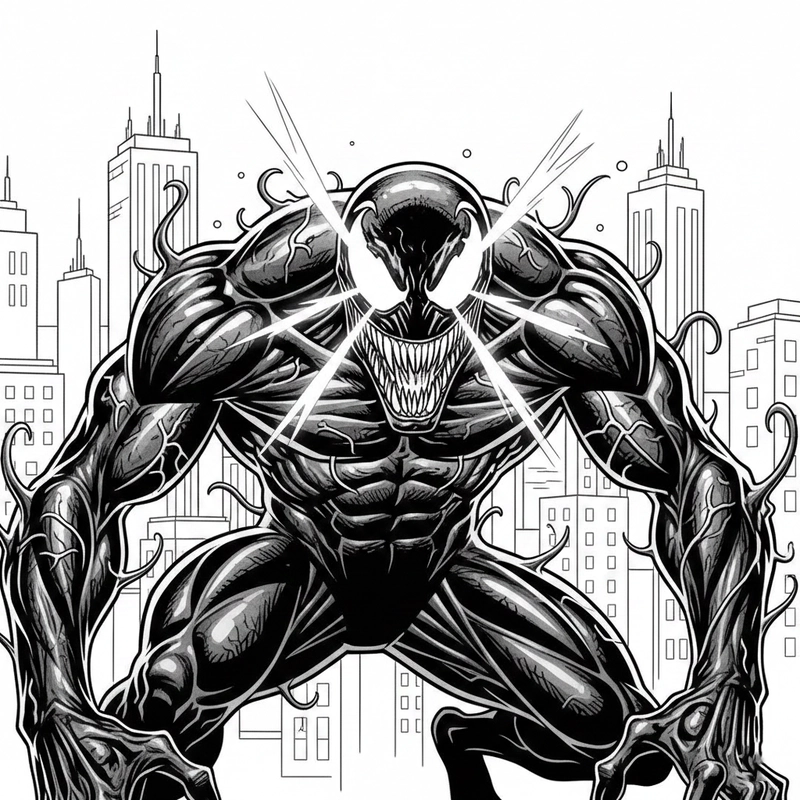 Tô màu quái vật Venom giúp bé rèn sự tập trung