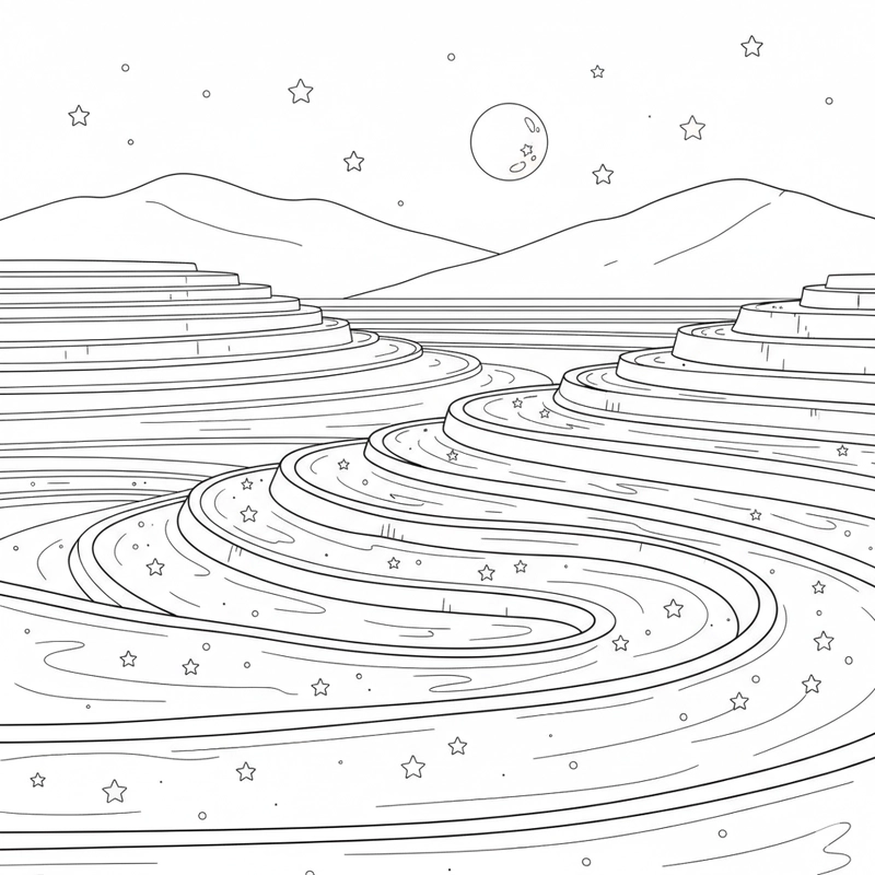 Tô màu ruộng bậc thang sinh động