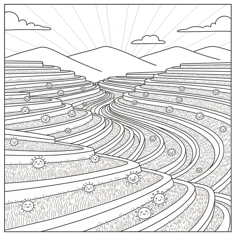 Tô màu ruộng bậc thang tự nhiên