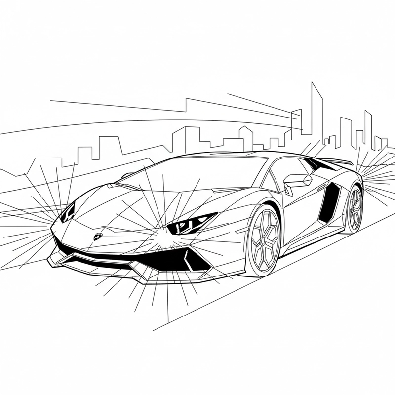 Tô màu siêu xe Lamborghini đơn giản