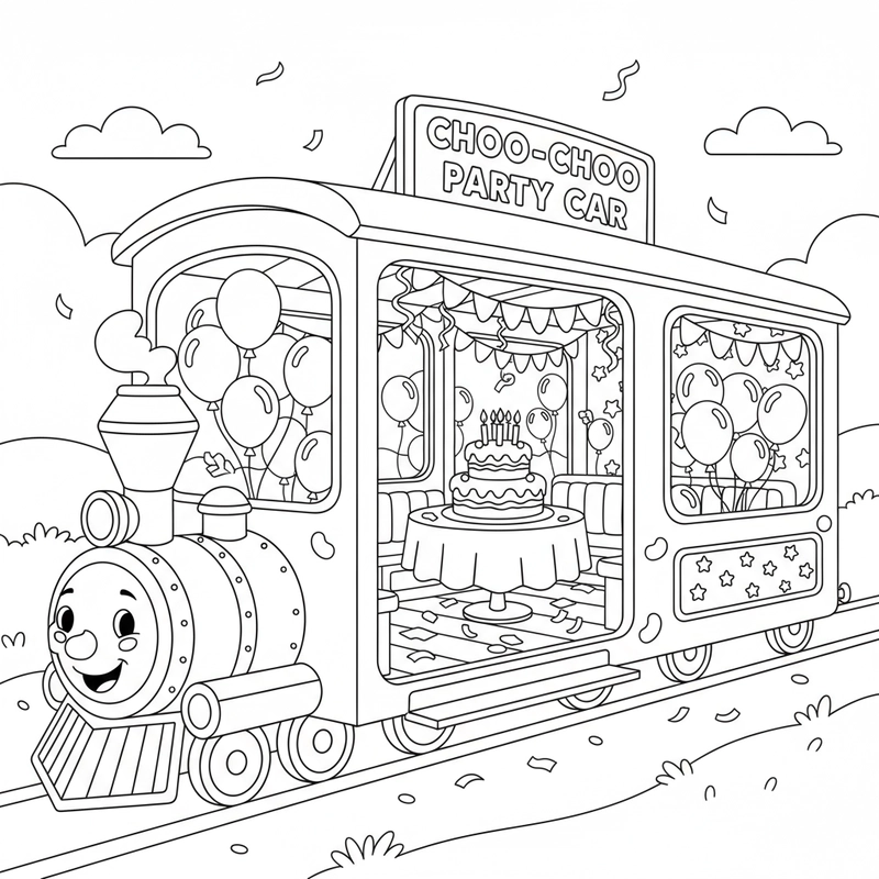 Tô màu tàu hỏa chở hàng