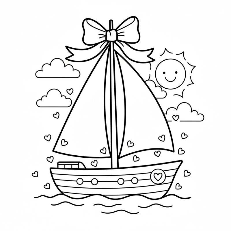 Tô màu thuyền buồm bay giữa đại dương