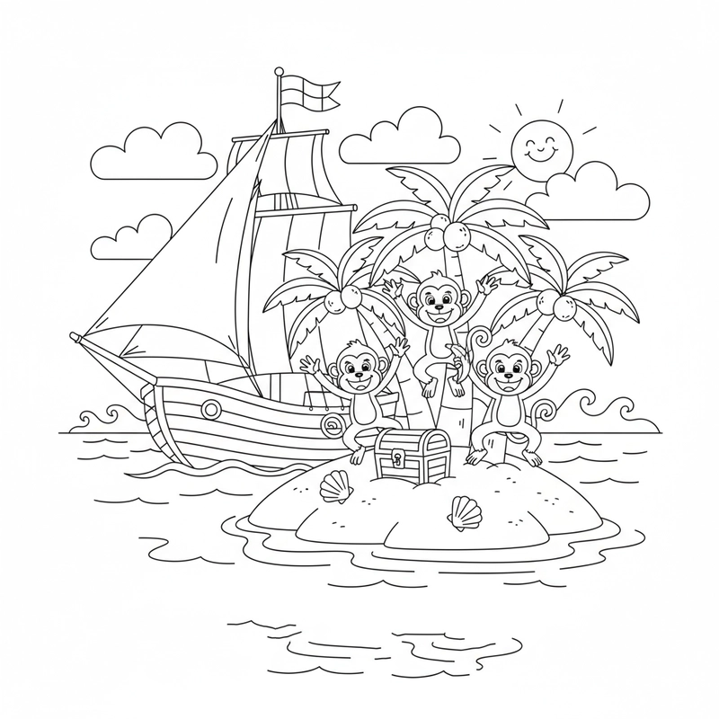 Tô màu thuyền buồm đơn giản cho trẻ nhỏ