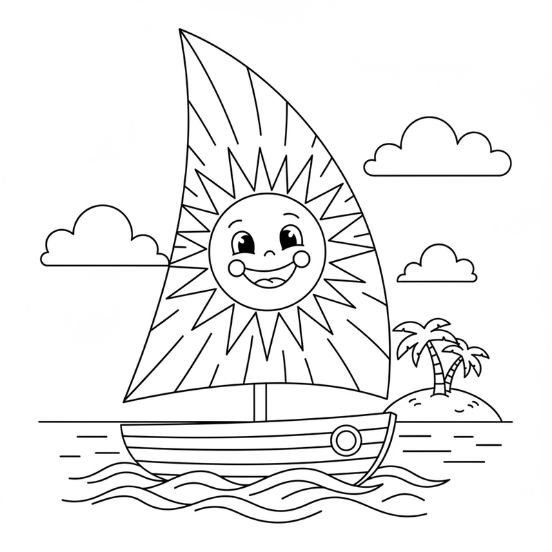 Tô màu thuyền buồm giúp bé rèn sự khéo léo