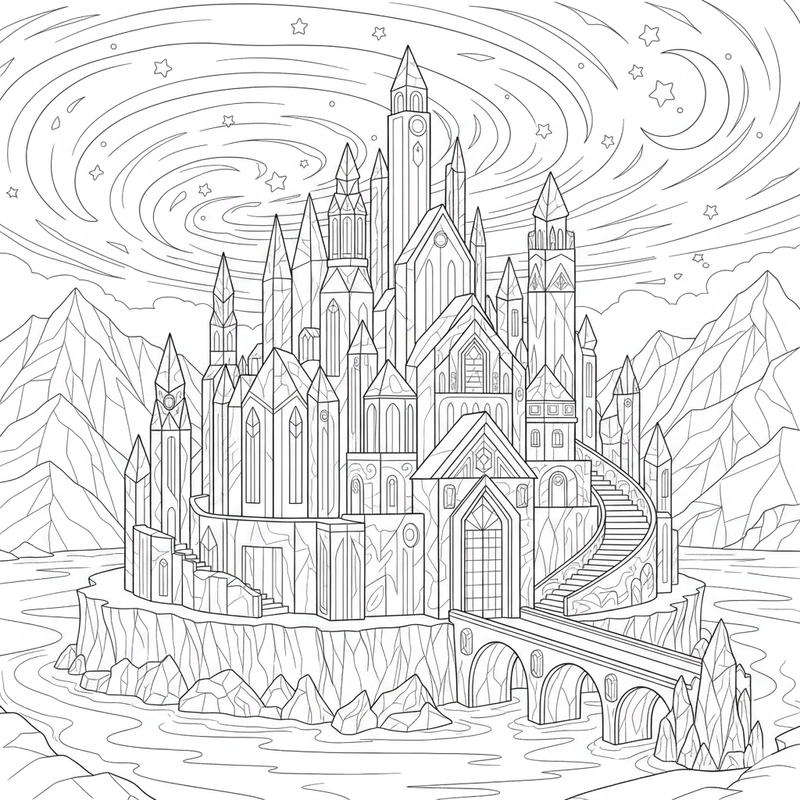 Tô màu tòa lâu đài cổ kính