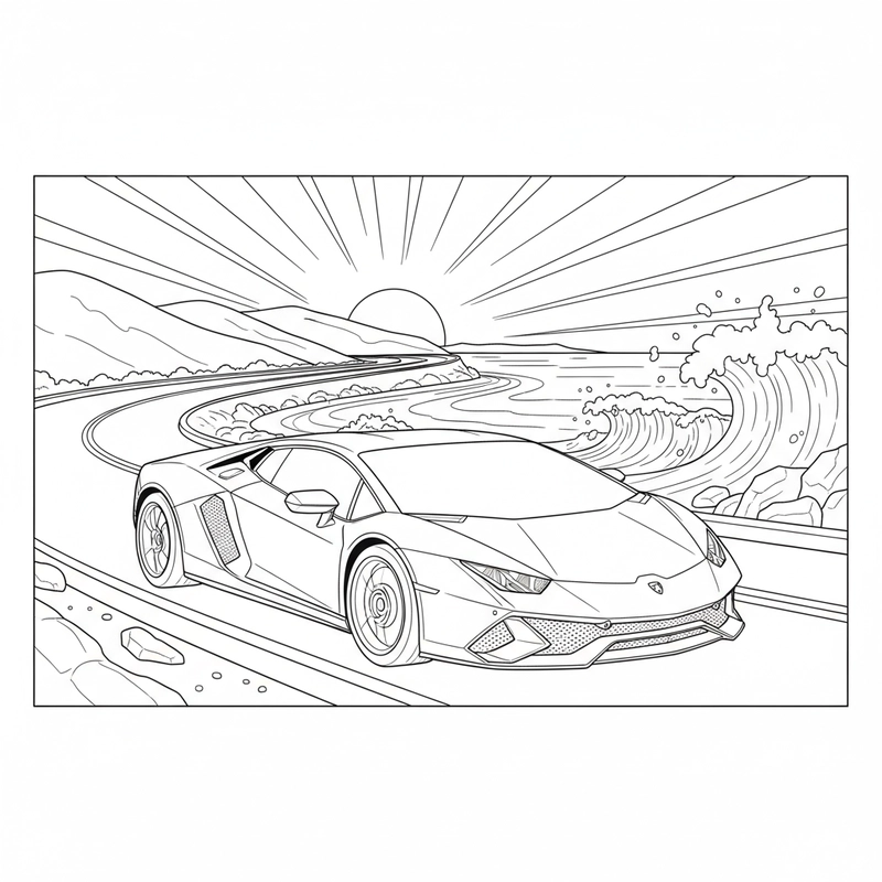 Tô màu xe Lamborghini cho bé