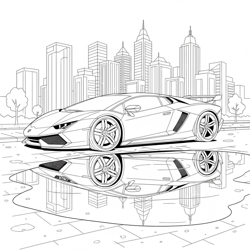 Tô màu xe Lamborghini dễ thương