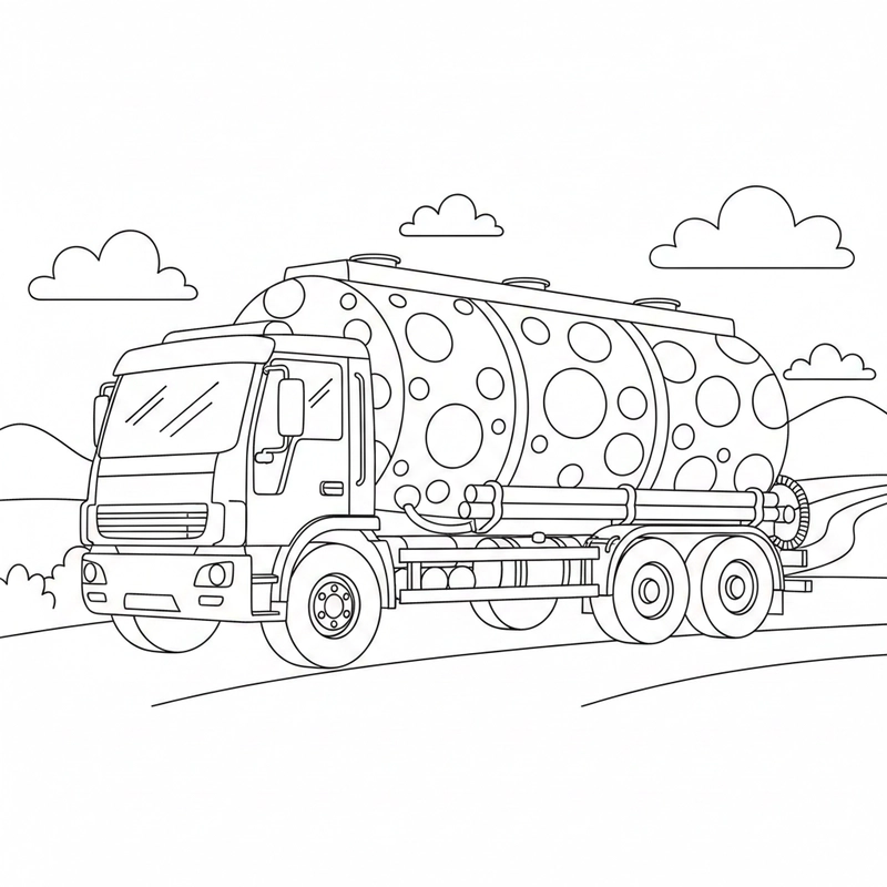 Tô màu xe bồn chở nước dễ thương